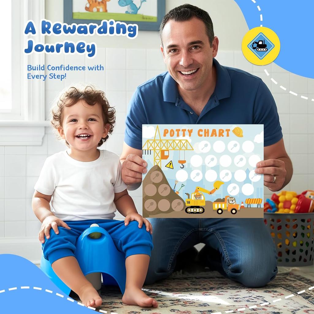 Potty Training Chart for Boys, 17 PCS Potty Training Sticker Chart Set, 5 Cute Themes Potty Chart Including Dinosaurs, Cars, Zoo and More.