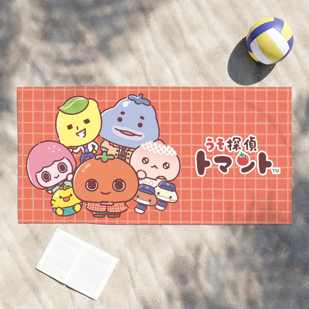 

Cute U-Uso Tantei Tomato Cartoon Towel Shower Sauna Travel Spa Quick Dry Gym Accessories Soft Large Beach Towels W30*H60(CM)