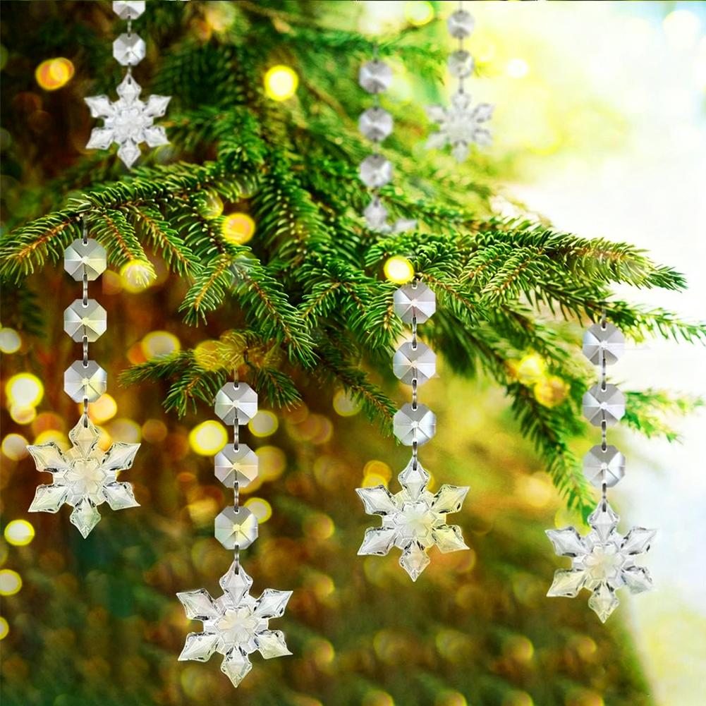 30 Pack Hanging Crystals - Clear Acrylic Snowflake Pendant Ornaments for Christmas Tree, Centerpieces, Window & Home Decorations