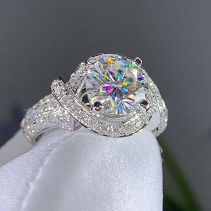 Huitan Gorgeous Women Wedding Rings Full Paved Brilliant Cubic Zircon Crystal Rings Engagement Anniversary Party Elegant Jewelry