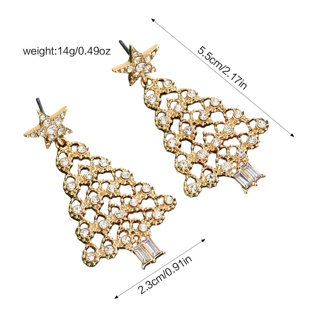 Christmas Tree Earrings for Women Geometric Design Festive Jewelry Gift for Holiday Party Daily Wear