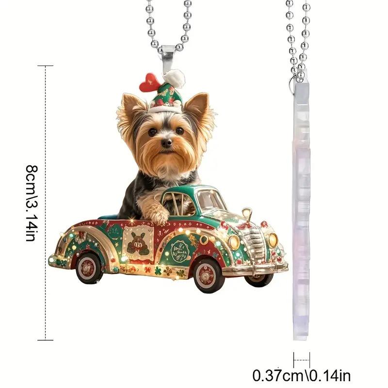 

Christmas Yorkie Dog Acrylic Pendant for Car Rearview Mirror