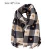 Love Heart Plaid Neck Warmer Coldproof Tassel Neckerchief New Imitation Cashmere Shawl  Women