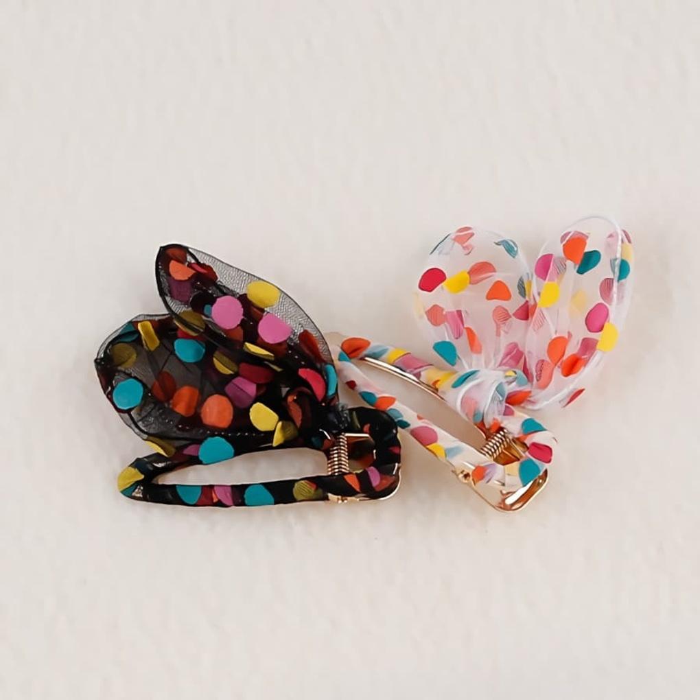 

Women s Cute Polka Dot Rainbow Butterfly Pin Hairpin white