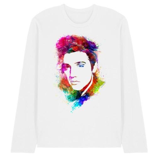 Elvis Presley Unisex Erwachsener König Aquarell Langarm-T-Shirt