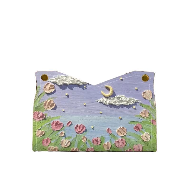 Tulip Leather Tissue Box With Multi Use Design For Car And Home Decor