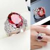 Fashion Female Rings  Sterling Silver Hollow Heart Pattern Ruby Zircon Rings for Women Engagement  Gift Anillos Mujer