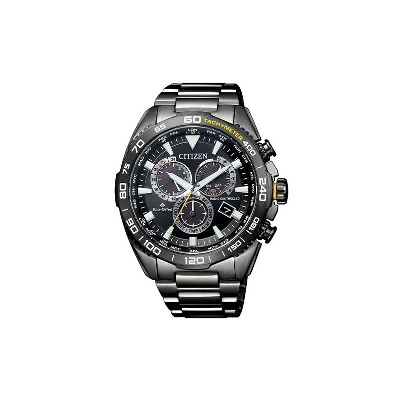 

CITIZEN Air Eagle Series Eco-Drive Multi-station Radio Photo Quartz Steel Strap Men s Watch Black Dial CB5037-84E чорний