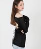 CATTLINE See-Through Back Slit Long Sleeve Knit (Black)