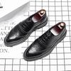 Mu Huisen Autumn Korean Version Pointed Business Men's Shoes British Block Engraved Casual Lace-up Work Shoes ZY4019