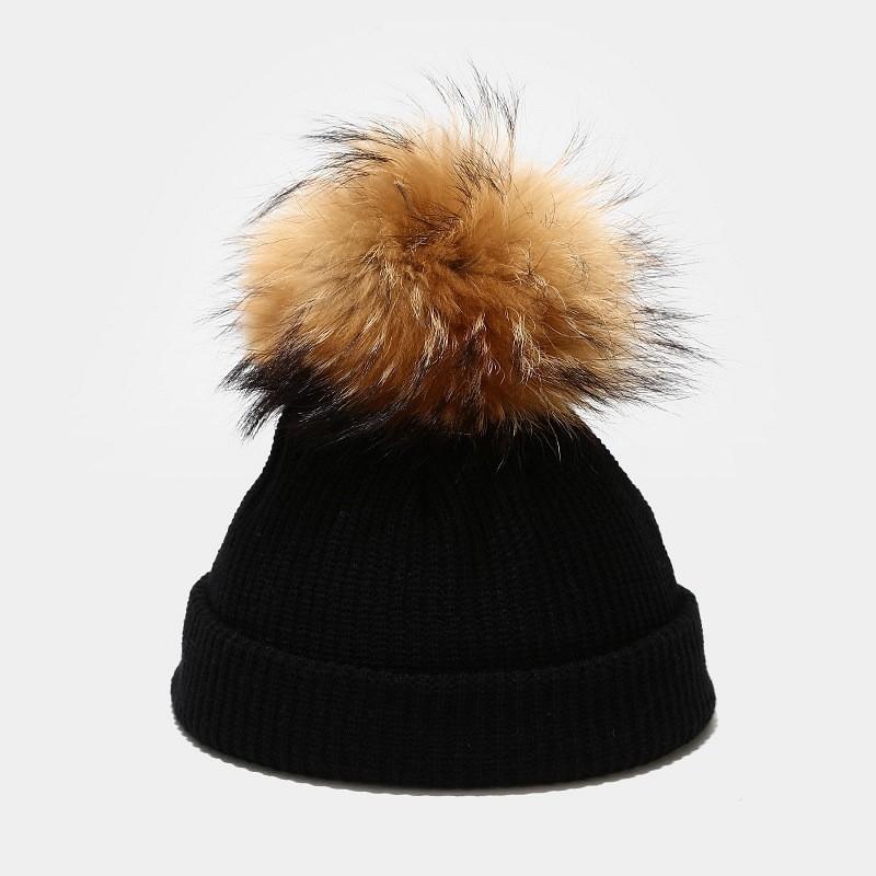 Knitted Hat For Kids Winter Warmth With Plush Ball Decoration For Outdoor Play