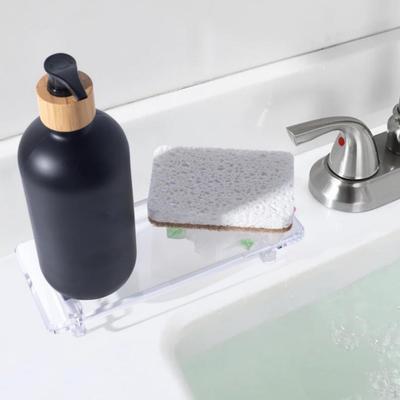 Bathroom Counter Tray Pedestal Stand Acrylic Rectangle for Toiletries, Small Potted Plants,