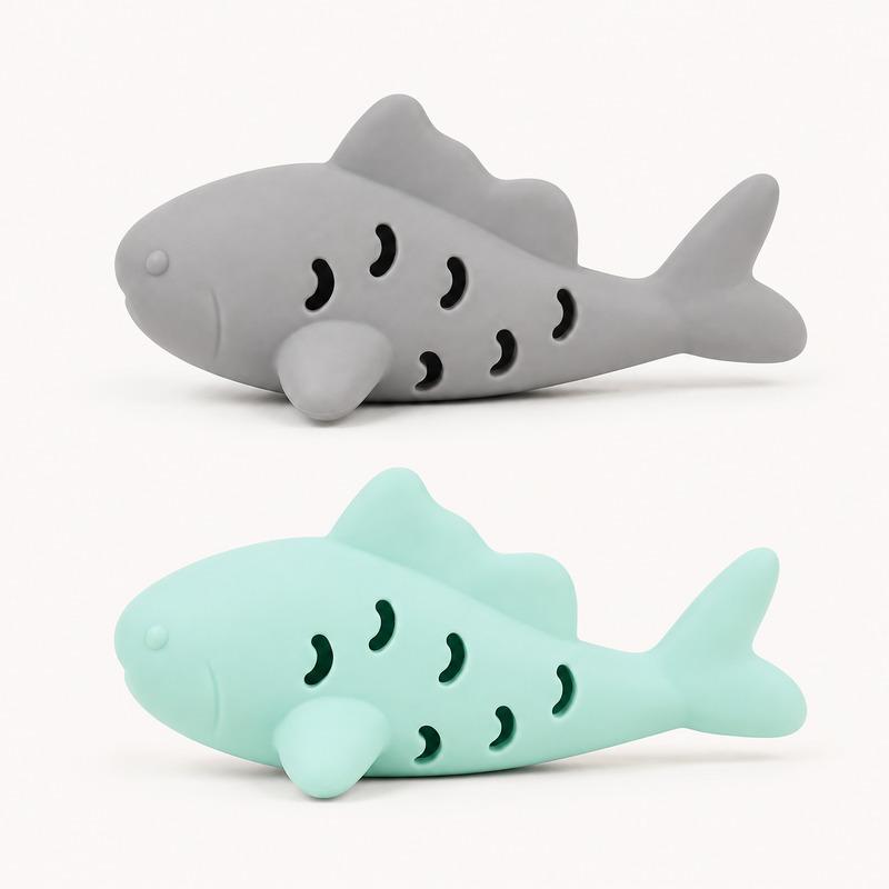 Interactive Cat Treat Dispensing Toy Shark Shape Slow Feeder Chew Toy Enrichment Toy for Indoor Cats Kittens Training Play