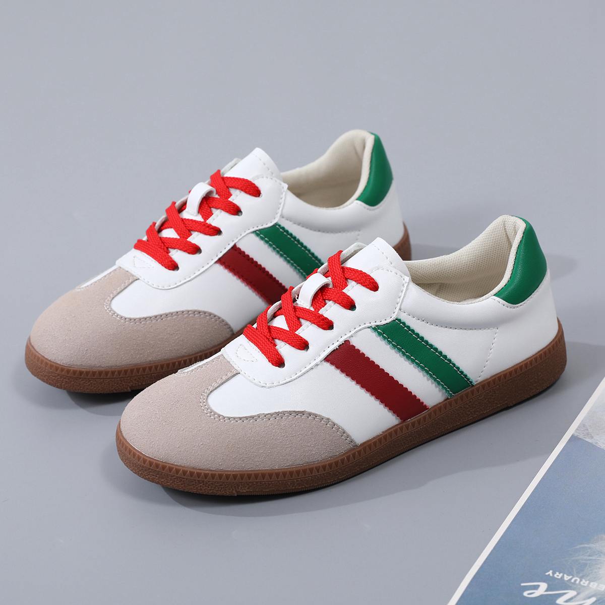 

MCTIN Классические женские кроссовки для ходьбы Повседневные кроссовки на платформе Нескользящие Легкие рабочие туфли с низким верхом для женщин Удобные теннисные кроссовки на шнуровке 38 белый/красный