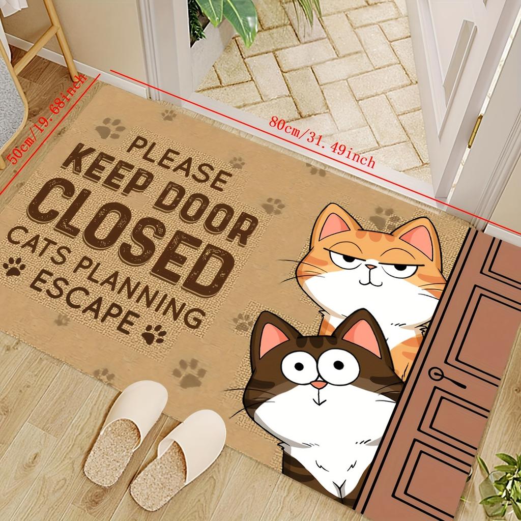 1pc Cat Welcome Doormat Keep Door Closed Cats Planning Escape Doormat Household Machine Indoor Decoration Floor Mat Polyester Mat Mat
