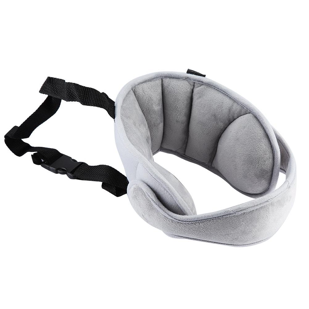 Car Seat Headrest Pillow Sleeping Head Support Pad Fixing Band for Kids Baby (Gray)