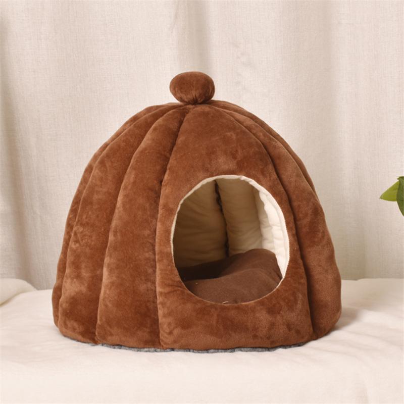 Warm Dog Bed Cave Pumpkin House Winter Thick Pet Sleep Plush Sofa Cute Slippers Shaped Small Cat Dog Nest Deep Sleeping Bag