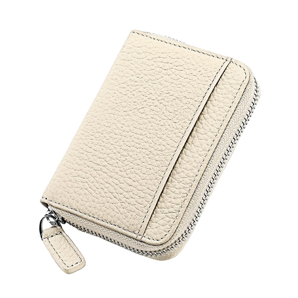 

Z mura Card Case, Card Slots, Coin Purse, Wallet, Large Capacity, Compact, Slim, Anti-Skimming, RFID, Genuine Leather Coin Case (Ivory)