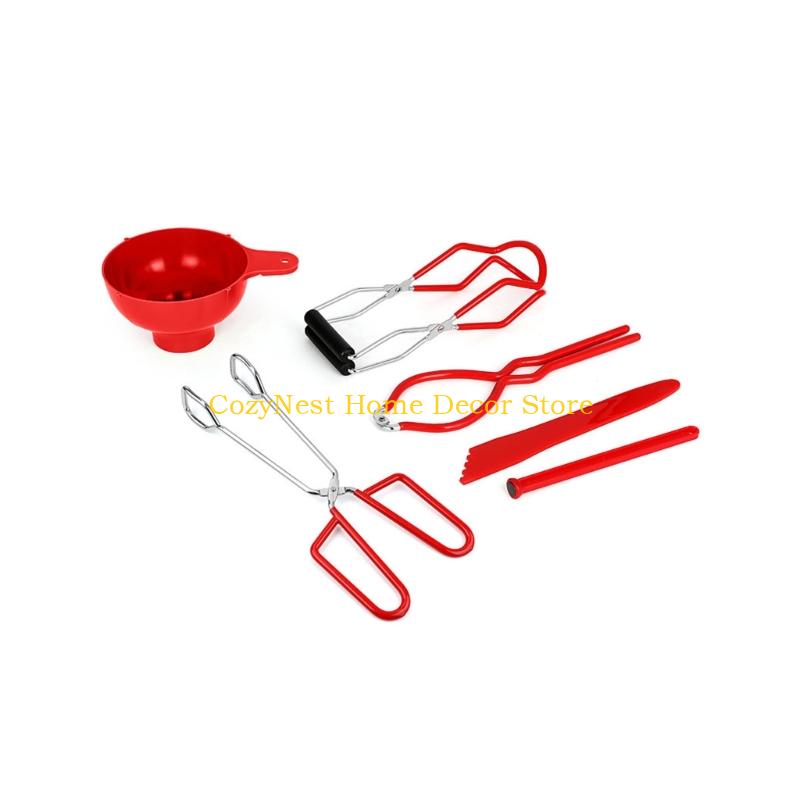 92MF 6PCS Canning Essential Set With Lid Lifter Jar Gripper Bubble Removers Durable Tool For Safe Fruit Vegetable Preservations