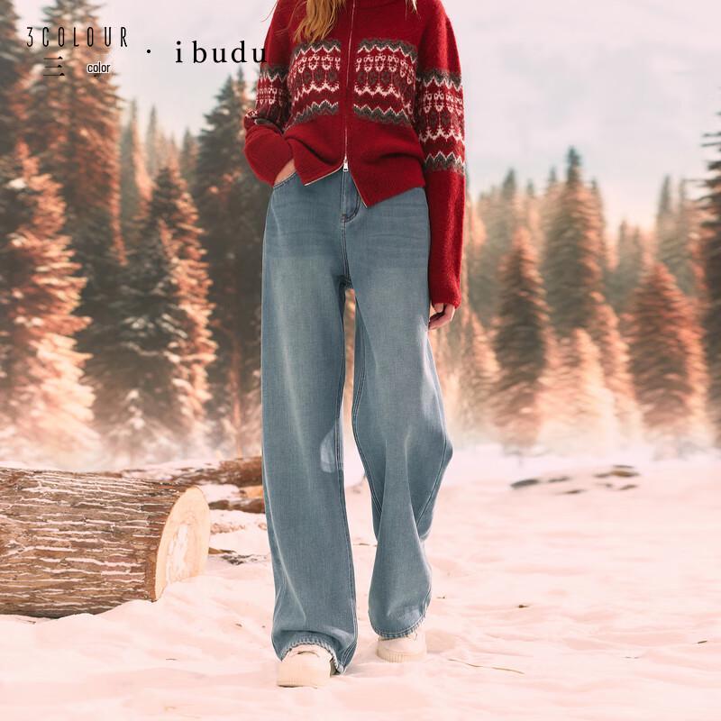 

Sancai Women s High-Waist Fleece-Lined Wide-Leg Jeans XL