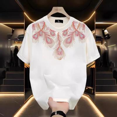Herren Sommer Trendiger Print Kurzarm Locker Rundhals Freizeit T-Shirt