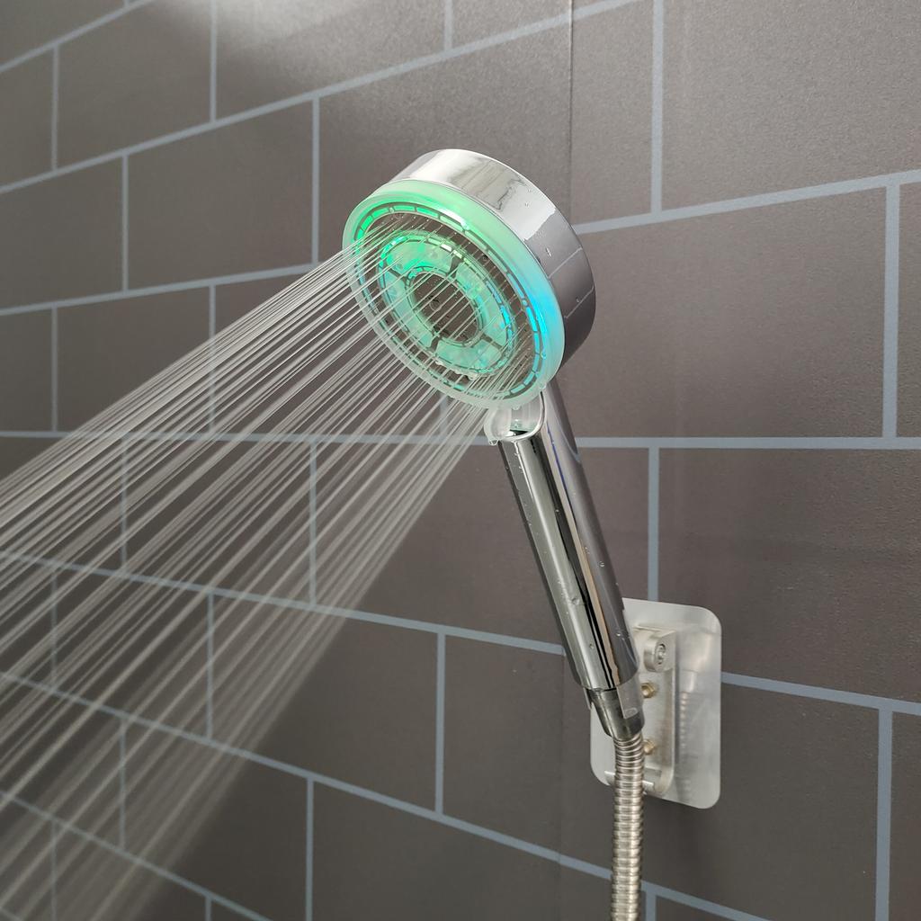 New LED 5 Modes Shower Head Rainfall SPA Temperature Control Shower Pressurized Water Saving 3/7 Colors Handheld Bathroom Shower