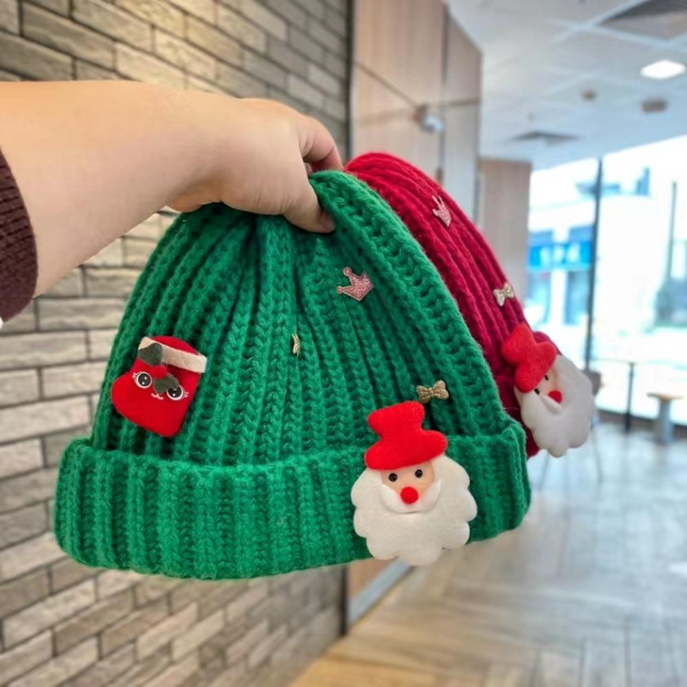 Soft Red Knitted Woolen Hat Woven Big Pullover Hat Personality Thickened Brimless Cap Winter