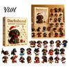 Weihnachtsgeschenke für Verwandte 2026 Dackel Adventskalender, 24 Tage 3D Sammlerhundefiguren, Feiertags-Party-Szene Requisiten Welpen-Ornamente Countdown