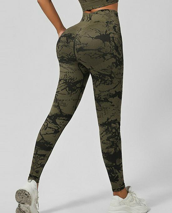Seamless Tie-Dye Yoga Set: Beautiful Back Sports Bra & High-Waist Peach-Lifting Leggings for Women