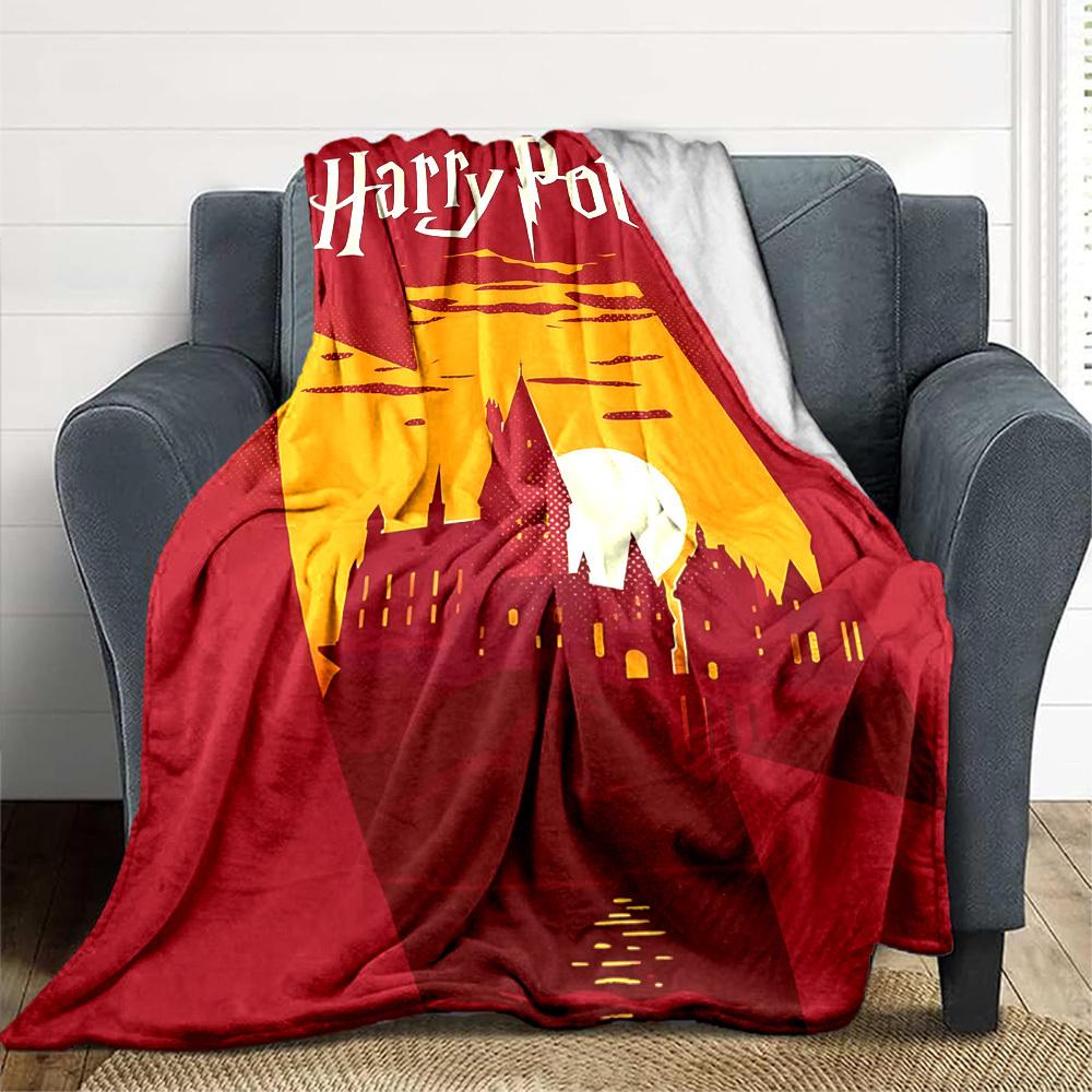 1pc Harry Potter Flannel Throw Blanket - HD Printed Lightweight Soft Warm All-Season Blanket for Sofa, Bed, Travel, Camping 096