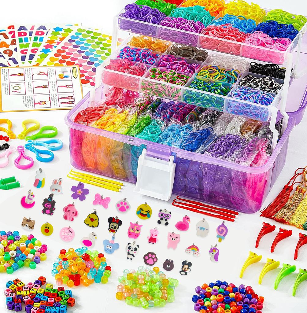 Rainbow Rubber Band Handmade Weaver Rubber Band DIY Children's Colorful Toy Woven Bracelet Handheld Box Set