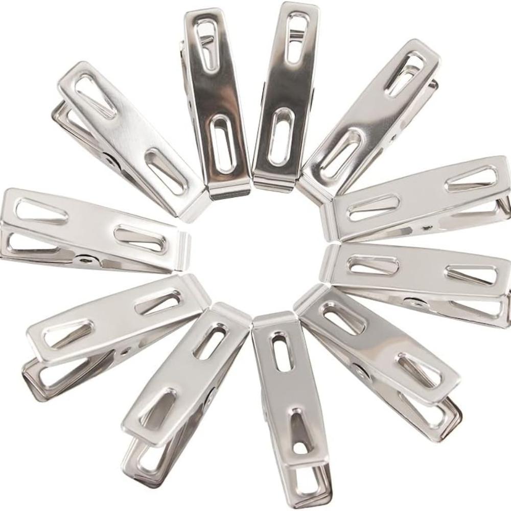 20 Stück Edelstahl Flachmaul Wäscheklammern, Metallklammern Klemmen Wäscheklammern Beutelklammern Kleiderbügelhalter