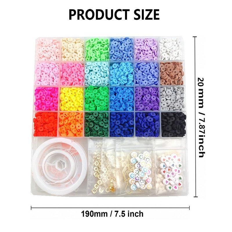 6000 Pcs Clay Beads Bracelet Making Kit Friendship Bracelet Kits Flat Beads for Jewelry Making Bracelet Necklace DIY Crafts Gift