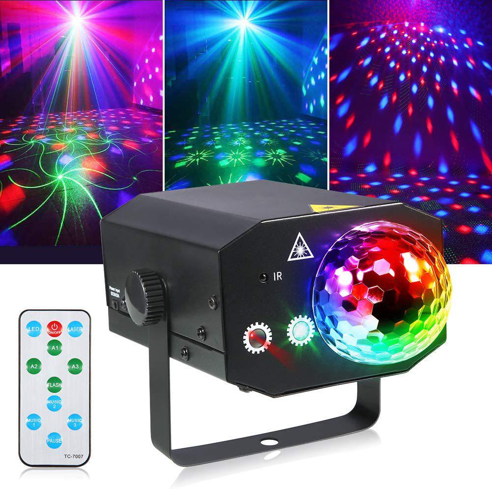 Seven-Color Sound-Activated Rotating Stage Laser LED Magic Ball for Parties & KTV Atmosphere.