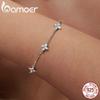 BAMOER Shiny Moissanite Flower Charm Bracelet For Women Wedding Party S925 Silver with White Gold Plating Jewelry MSB021
