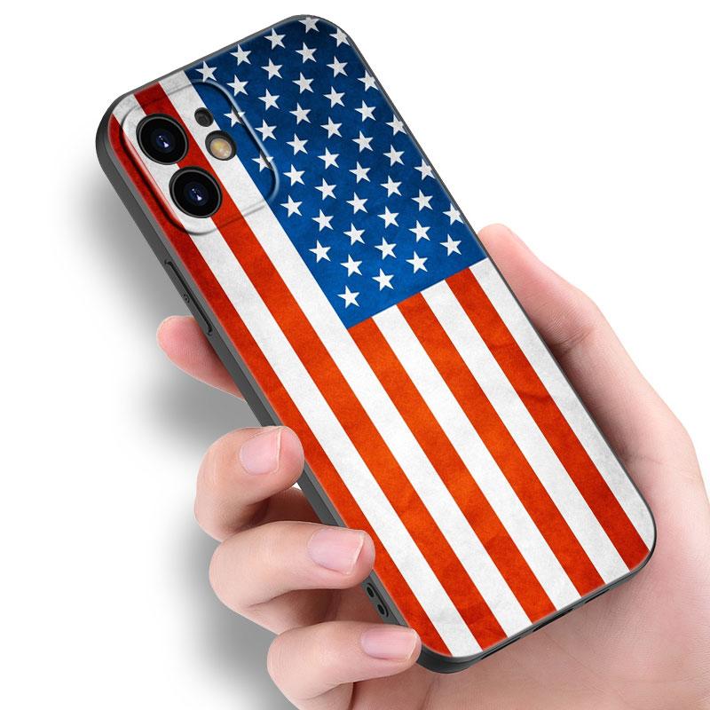 Custodia per telefono con aquila bandiera americana USA per Apple iPhone 14 13 12 Mini 11 Pro Max 7 8 XR X XS 7 8 Plus SE 2020 2022 Cover Nera