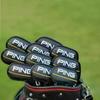 Lot de 10 Housses de Tête de Fer pour Club de Golf PING Ligne Jaune Classique 4-9+PWUS Fermeture Magnétique