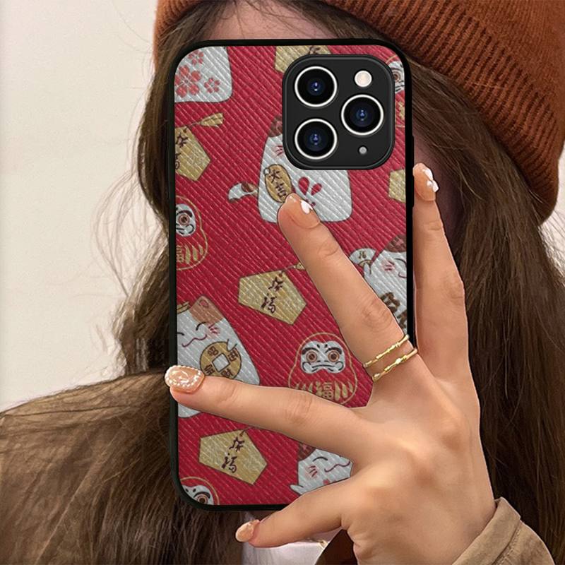 Custodia per telefono Gatto Fortunato Custodia rigida in pelle per iPhone 11 12 13 Mini Pro Max 8 7 Plus SE 2020 X XR XS Coque