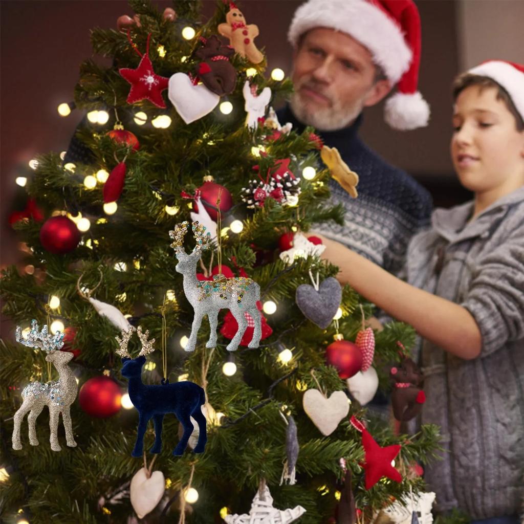 Weihnachtsartikel Weihnachtsanhänger Baumdekorativer Anhänger Rosa beflocktes Hirschornament Neujahrsdeko