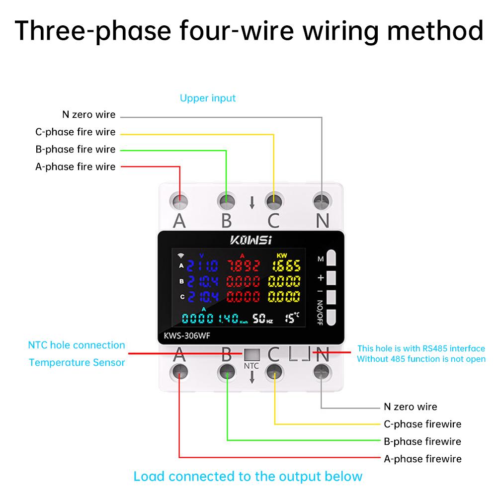 AC 85-290V 80A Tuya WIFI Chytrý jistič Třífázový 4vodičový Lištový voltmetr KWH Měřič spotřeby energie Dálkové ovládání přes aplikaci