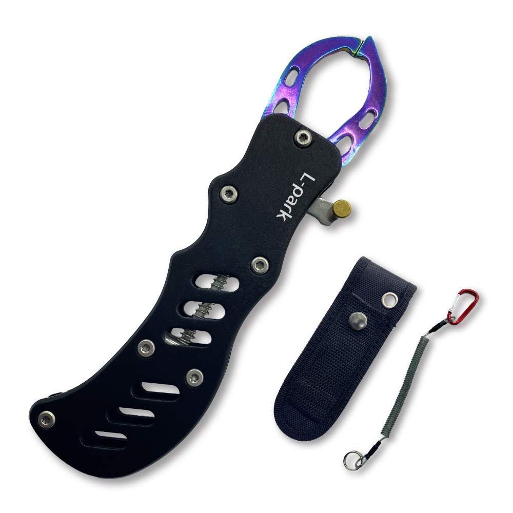 The Right Size for Easy Fish with Carabiner Case Colors L-park [Just Handling] Grip, Aluminum, Rust-Resistant, [2 Available] (Black)