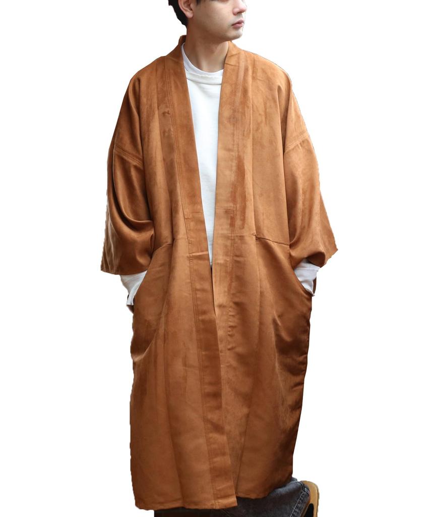 Suede Coat for American Camel L 8(eight) Men, Haori, Kimono, Streetwear, Casual,