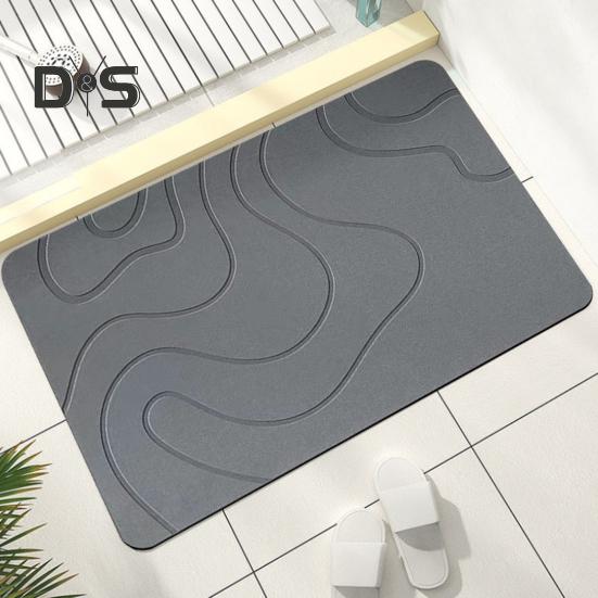 Bathroom Floor Mat Quick Absorbent Quick-Drying Diatom Mud Anti-Slip Bottom Solid Color Easy To Clean Multipurpose Bath Shower Sink Kitchen Carpet