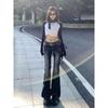 Women's Retro Low-Waist Micro-Flare Distressed Jeans - Slim Fit, Stretch, Floor-Length