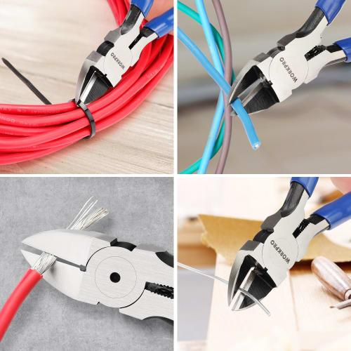 WORKPRO 130mm Plastic Nippers, Mini Nippers with Spring, Small Precision Nippers, Diagonal Pliers, Wire Nippers for Cutting Mild Steel and Copper Wire