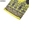 VONDA 2PCS Women Ethnic Long Sleeve Print Blouse and Pants Casual Two Piece Suit Sets