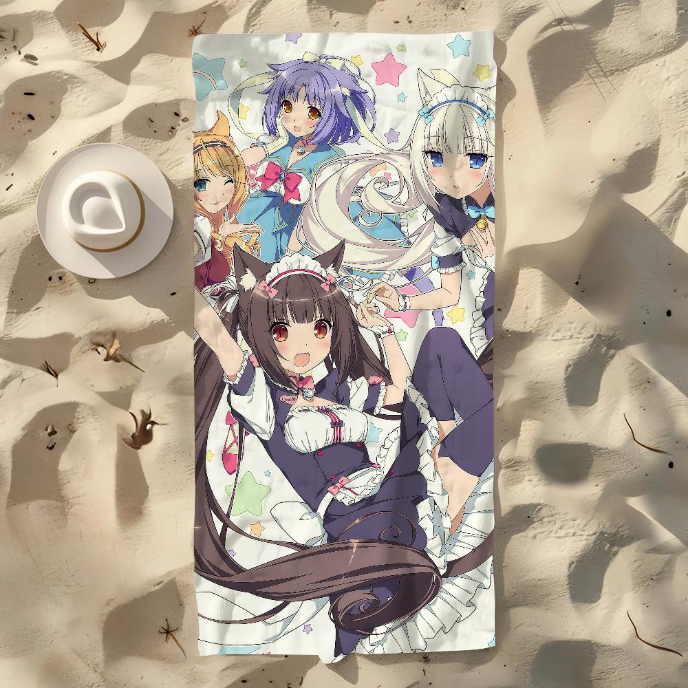 Anime N-nekopara-a Cartoon Towel Beach Towel Oversized Quick Dry Towel Absorbent Soft Swim BeachTowels for Men Women