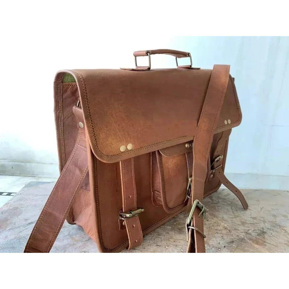 Genuine Leather Laptop Messenger Handmade Satchel Shoulder Bag
