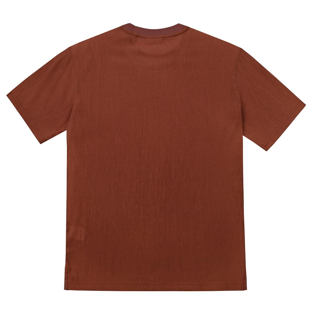 FERRAROMILANO Men'S Woven Round Short Sleeve T-Shirt Brick (Am0Dks25869)