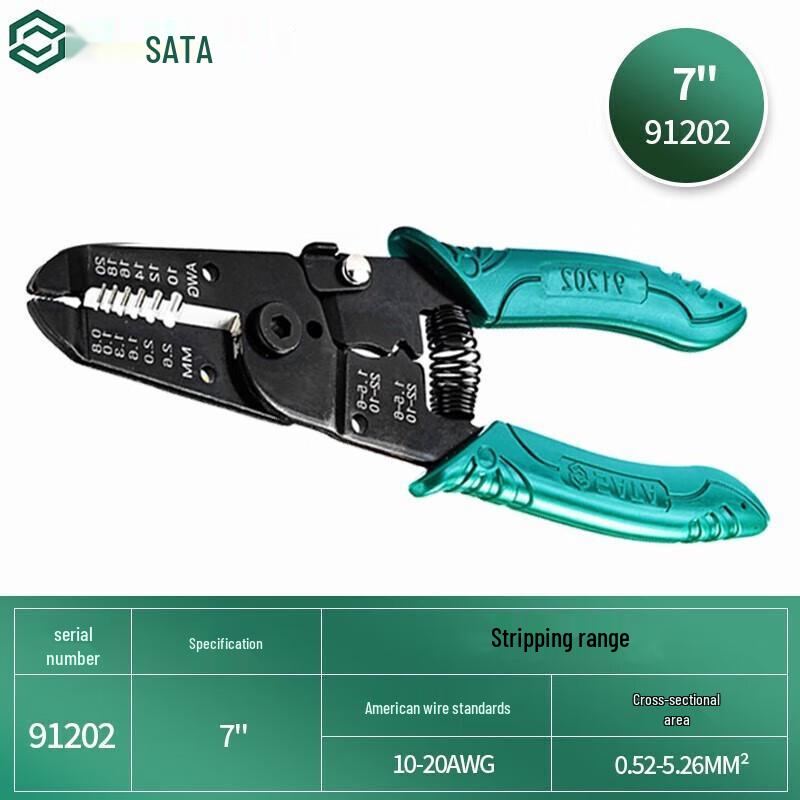 SATA Multi-function Wire Stripper and Cutter Pliers 7-inch